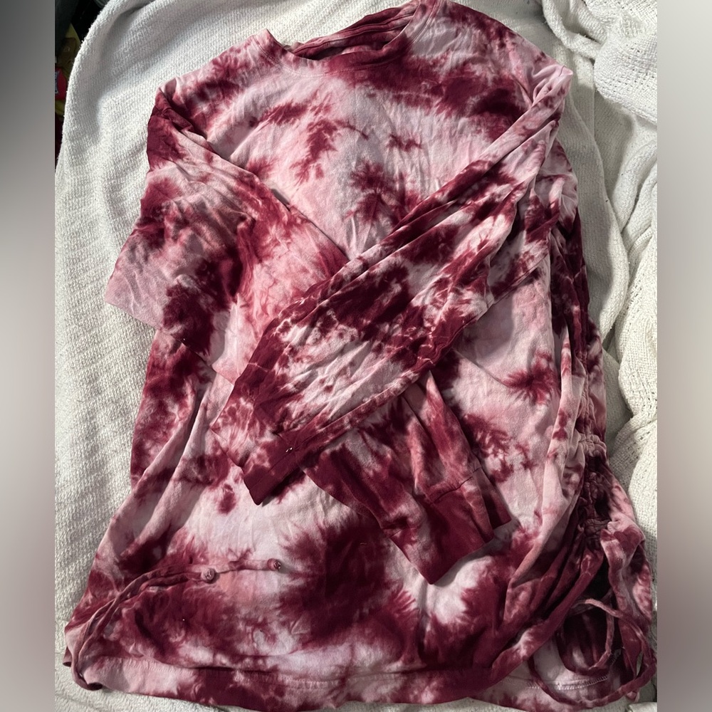 PINK Victoria's Secret Maroon Tie-Dye Top